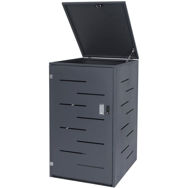 Jamais utilisé] Enveloppement pour poubelle HHG 323, box pour poubelle, revêtement, combinable, 120l, acier anthracite