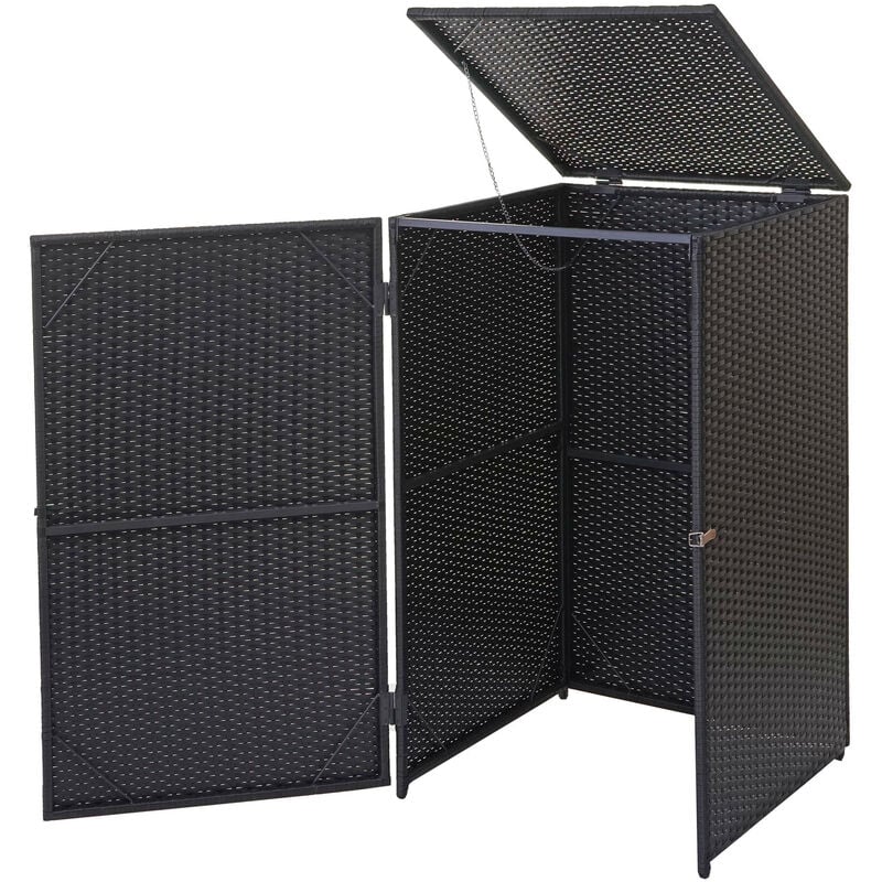 Enveloppement pour poubelle HWC-E25, box pour poubelles, revêtement, polyrotin 2x120l - noir