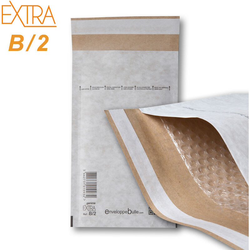Lot de 100 Enveloppes à bulles extra B/2 format 120x215 mm