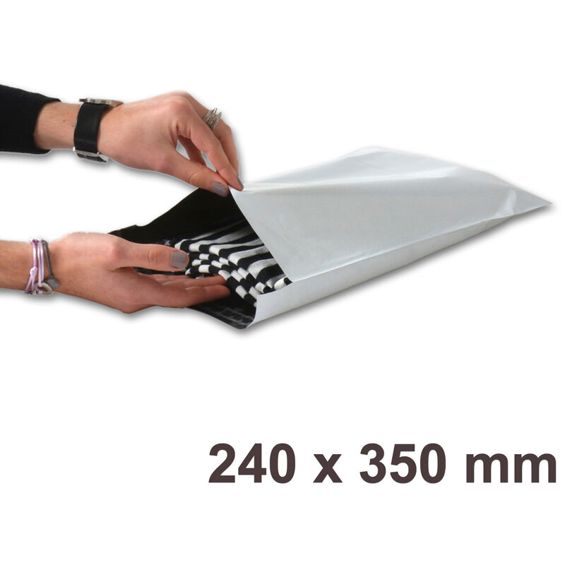 Lot de 100 Enveloppes plastiques blanches opaques FB03 - 240x350 mm