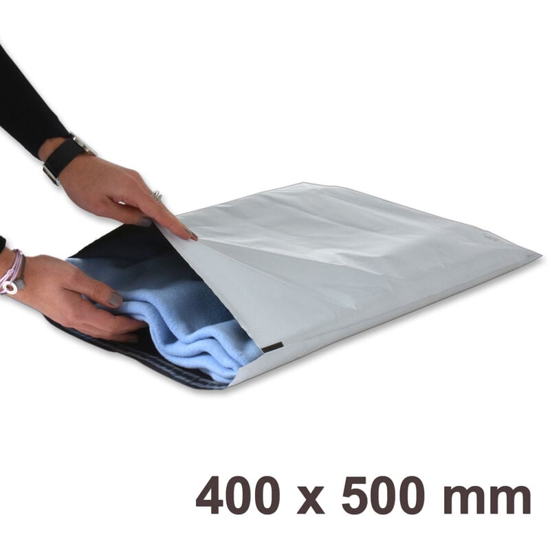 Lot de 50 Enveloppes plastiques blanches opaques FB06 - 400x500 mm
