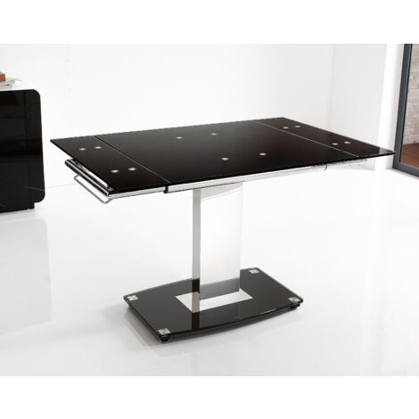Enzo 80 - 120cm Small Extendable Black Glass Dining Table