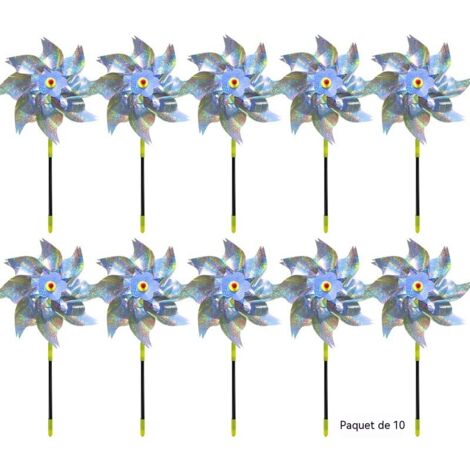 Éoliennes anti-oiseaux effet laser, couleur argentée, grande taille, protection jardin veranda balcon et verger, lot de 10 pièces