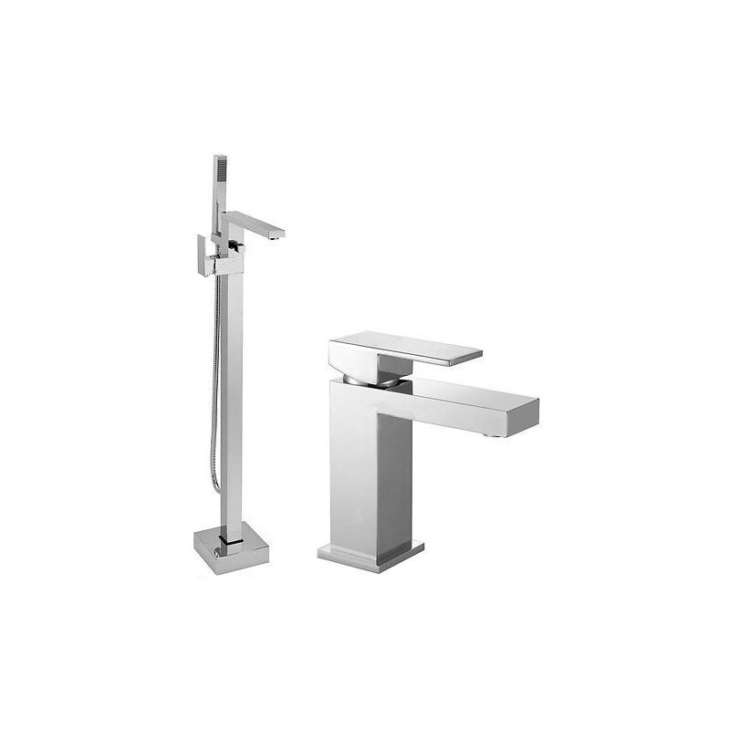 Eoro Square Freestanding Shower Mixer, Basin Sink Mixer Tap