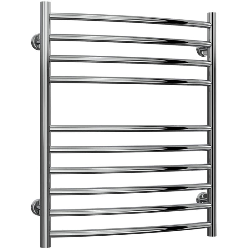 Eos Curved Heated Towel Rail 720mm h x 600mm w Polished Stainless Steel - Reina