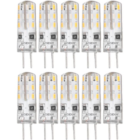 Eosnow 10 Stück G4 LED-Lampen mit Bi-Stiftsockel, Silikon, warmwei 3000 K, 1,5 W, AC220 V, 110 lm, Ersatz für Landschaftslampen