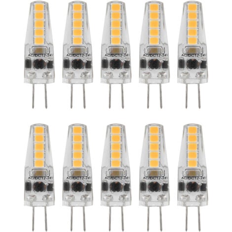 Eosnow 10 Stück G4 LED-Leuchtmittel, 2 W, Bi-Pin-Sockel, dimmbare Leuchtmittel für Kronleuchter, Deckenleuchte, Tischlampe, Warmwei 3000 K, AC 12–24 V