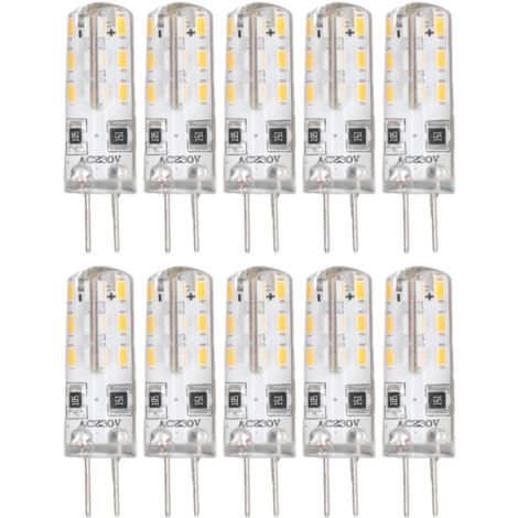 Eosnow  10 Uds. Bombillas LED G4 Base bipin silicona blanco cálido 3000K 1,5W AC220V 110LM reemplazo de bombillas de paisaje