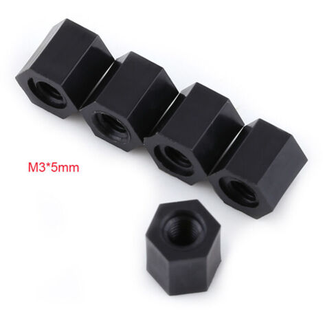 Eosnow 100 entretoises filetées noires PA66 M3 femelle x hexagonale (M35)