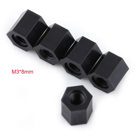 Eosnow 100pcs Black PA66 M3 weibliches X -Hex -Gewinde -Spacer -Standoff (M38)