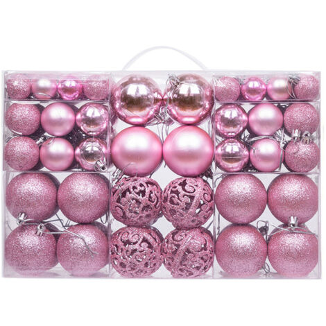Eosnow 100pcs Weihnachts -Ball -Ornamente Baumdekorationen Hängende Bälle für die Feiertagsfeier Hochzeit Dekoration Pink