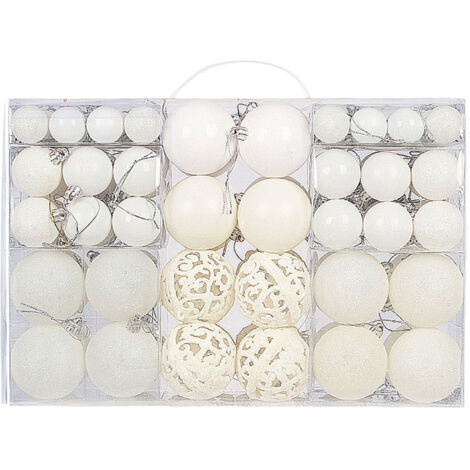 Eosnow 100pcs Weihnachts -Ball -Ornamente Baumdekorationen Hängende Bälle für die Feiertagsfeier Hochzeit Dekoration Weiß