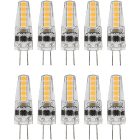 Eosnow 10pcs G4 LED Ampoules 2W Bi Pin Base Dimmable Ampoules pour Lustre Plafonnier Lampe De Table Blanc Chaud 3000K AC 1224V