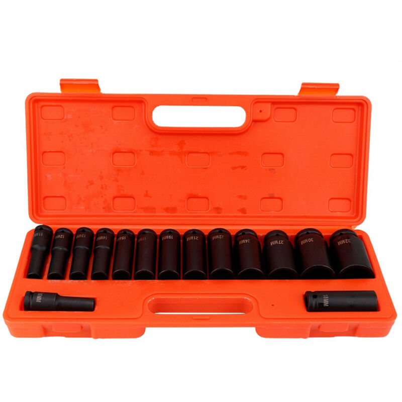 Image of Eosnow 15 Stück / Set 1/2 Zoll Tiefschlag-Steckschlüsselsatz 10-32 mm für Garagenwerkstatt