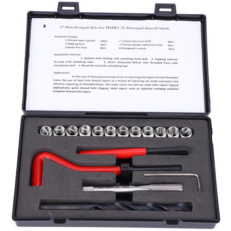 Image of Eosnow 17-teiliges Gewindereparaturset M10x1,25 Edelstahl-Gewindebohrer-Set für Innengewinde