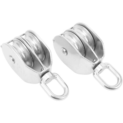 Eosnow 2 pezzi di sollevamento doppia puleggia blocco resistente rullo in acciaio inossidabile M50 gru a fune appesa carico 400 kg