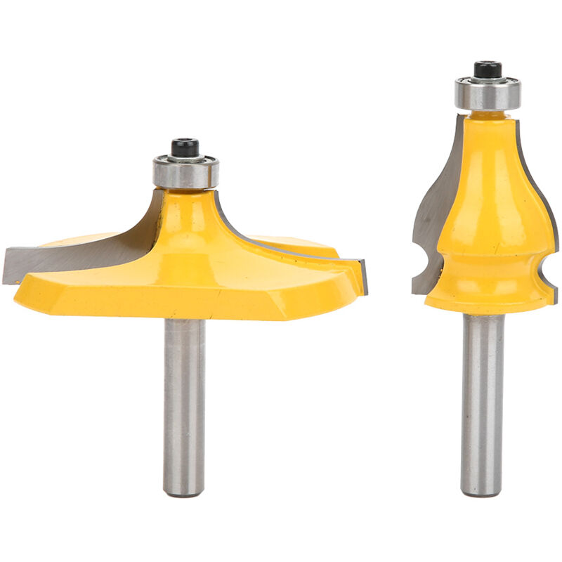Image of Eosnow 2 Stück 8 mm Schaft Handlauf Tischkanten-Fräser-Set Holzbearbeitungs-Fräser mit Lager