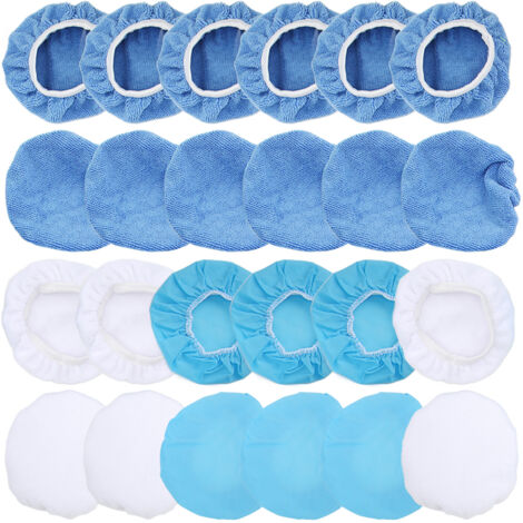 Eosnow 24 Packungen Polierhaube 6 Zoll/150 mm Mikrofaser-Vlies-Baumwoll-Polierpads für Autos, Motorrder, Boote