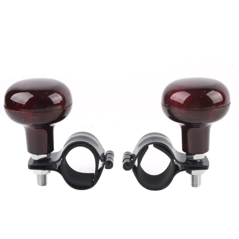 Image of Eosnow 2pcs Lenkradspinner Knopf Mahagoni Woodgrain Universal Car Booster Griffzubehör