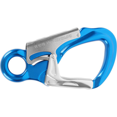 Eosnow 35KN Kletterkarabiner, robuste D-förmige Karabiner für Abseilen und Bergsteigen, Saphirblau, Silber