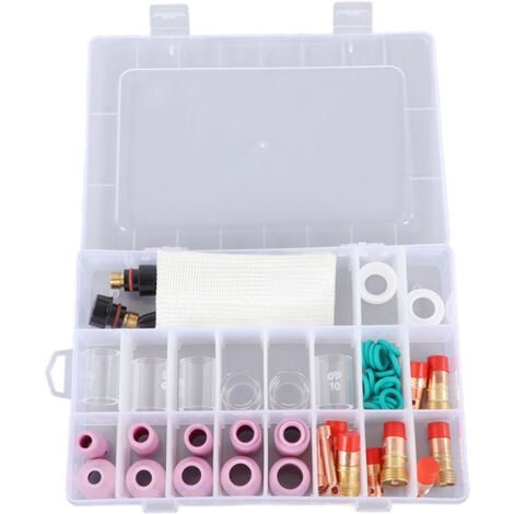 Eosnow 56-teiliges WIG-Schweißbrenner-Zubehör-Set, Keramikdüse, Glasbecherhalter, Ausrüstung für WP17 18 26 Pistole