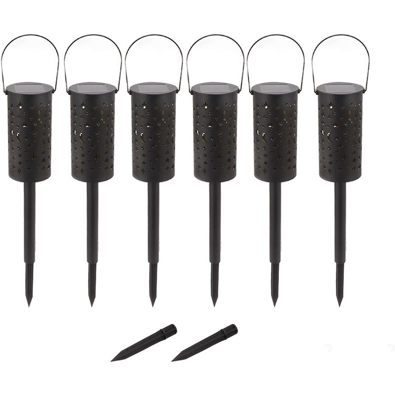 6 ensembles lampe de jardin solaire led lumière étanche pour paysage étoile lune lampe de prise de sol pour pelouse extérieure Patio passerelle