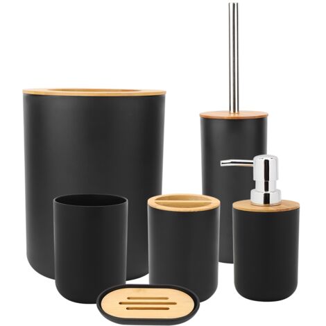 Eosnow 6pcs/Set Haushaltsbad Seifenkasten Zahnbürstenhalter Spülung Cup Lotion Flaschenzubehör Kitblack Kitblack