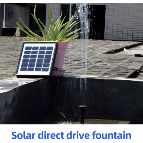 Eosnow 6V 1,5 W Solar wasserpumpe 6 Modi 160L/h 50cm Hubhöhe mit 8 Düsen Brunnen