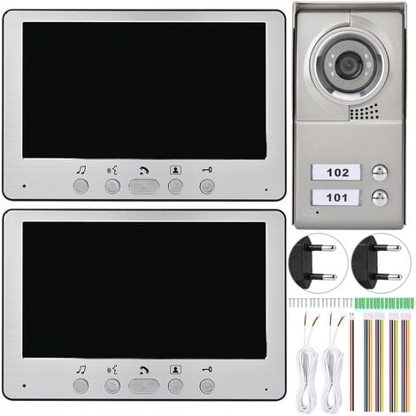 Eosnow 7 pouces appartement 2 unités filaire visiophone interphone à entrée visuelle système 110-240V (prise ue)