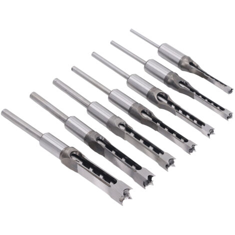 Eosnow 7 Stcs Holzbearbeitung quadratische Bohrer 1/4in 5/16in 3/8in 2/5in 1/2in 9/16in 5/8in HSS -Sterbungsmeißel -Bit Set Set