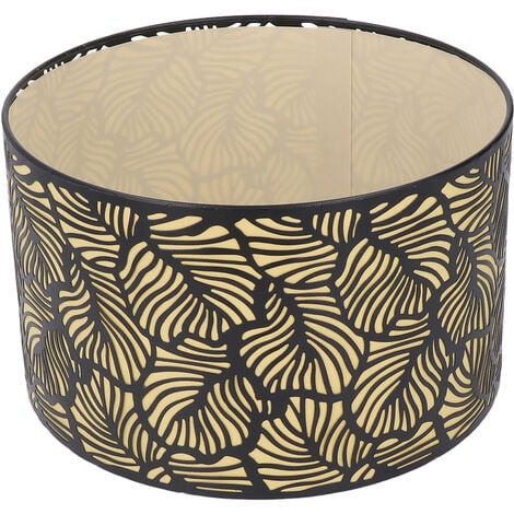 Eosnow Abat-jour en métal creux noir,abat-jour de lampe de table en métal,avec doublure jaune,pour base de calibre E27 E14