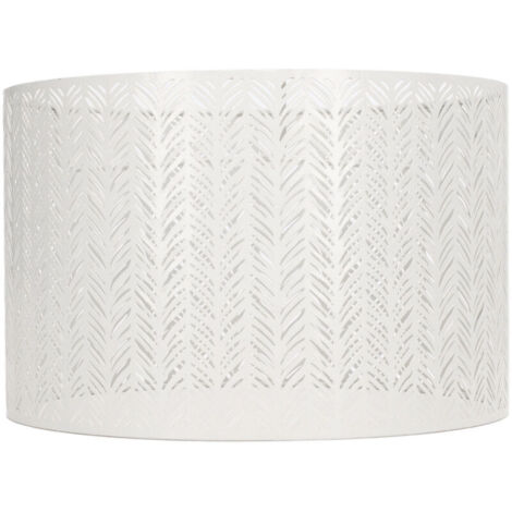 Eosnow Abat-jour tambour E27 E14 en forme de feuille de sapin, couvercle d'abat-jour décoratif en métal ajouré pour lampe de plafond murale de Table blanc