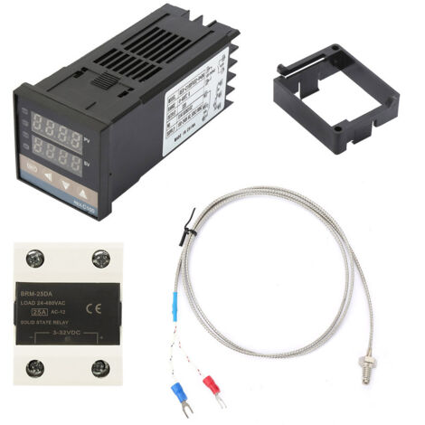 Eosnow AC 110–240 V digitale PID-Temperaturregler-Kits 0–400 ℃ + 25 A SSR + 1 m M6 K Typ Thermoelement