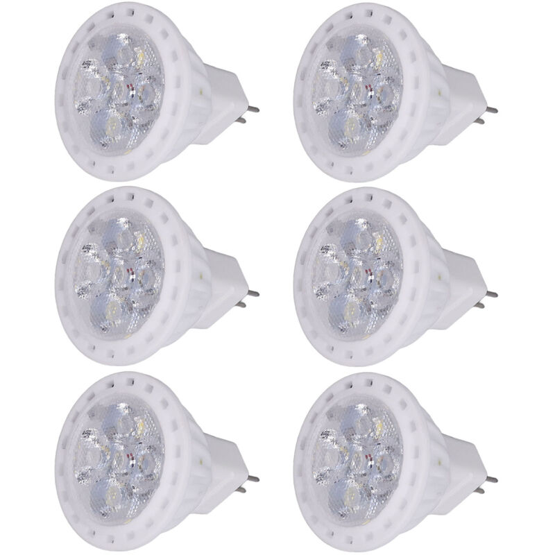 Eosnow - Ampoules led MR11 4W 12V, 6 pièces, 360lm, Spot avec Base GU4 Bi broches, pour maison et htel, lumière blanche 6000K