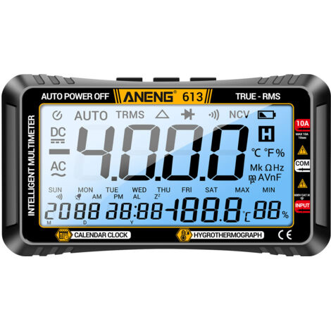 Eosnow ANENG 613 3 en 1 multimètre intelligent Hygromètre de température du calendrier perpétuel 4000 comptes numérique AC / DC Current Tension Resistance Capacitor Tester Test Test Test
