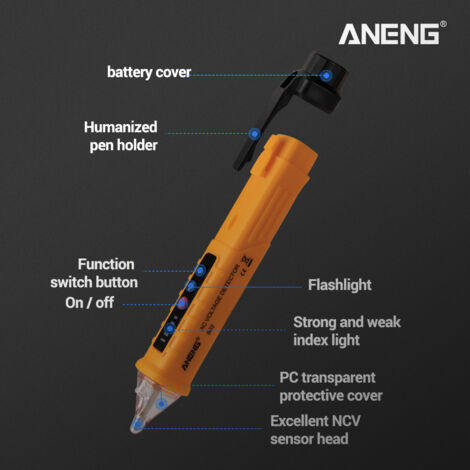 Eosnow Aneng VD802 Nichtkontakt Wechselstrom-Spannungsdetektor-Testermesser 12V-1000V Stiftstil Elektrischer Indikator LED-Outlet-Dektetor-Sensor Wit