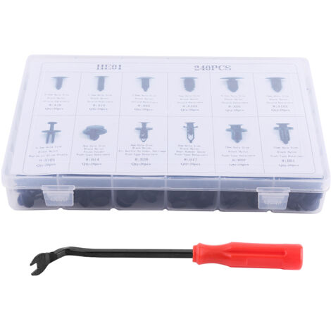 Eosnow Assortimento interno della carrozzeria del pannello della clip del rivestimento del rivetto del perno di spinta dell'auto da 240 pezzi con strumento di rimozione
