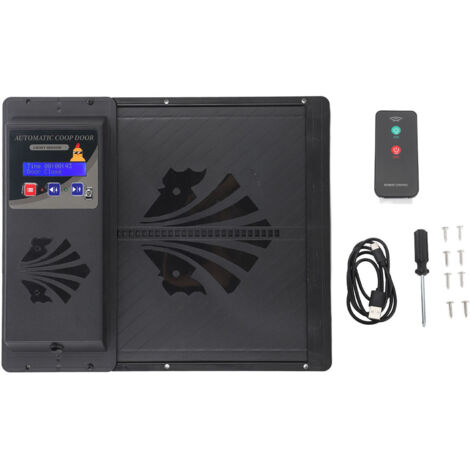 Eosnow Automatische USB -Hühner -Coop -Tür 3 in 1 Lichtsensor Fernbedienung Timing Opener Horizontales Öffnen Schwarz