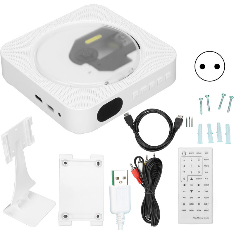Eosnow Bluetooth DVD Player Breedtin HIFI En haut-parleur CD montable mural avec télécommande pour la maison