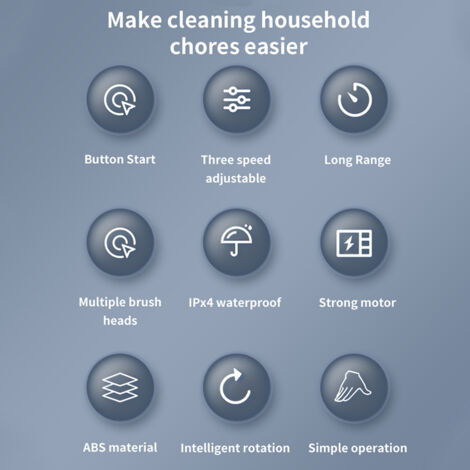 Eosnow Brosse de nettoyage électrique sans fil à 360 degrés, 3 vitesses, avec 8 têtes remplaçables et bras d'extension réglable pour salle de bain, douche, baignoire, verre, voiture