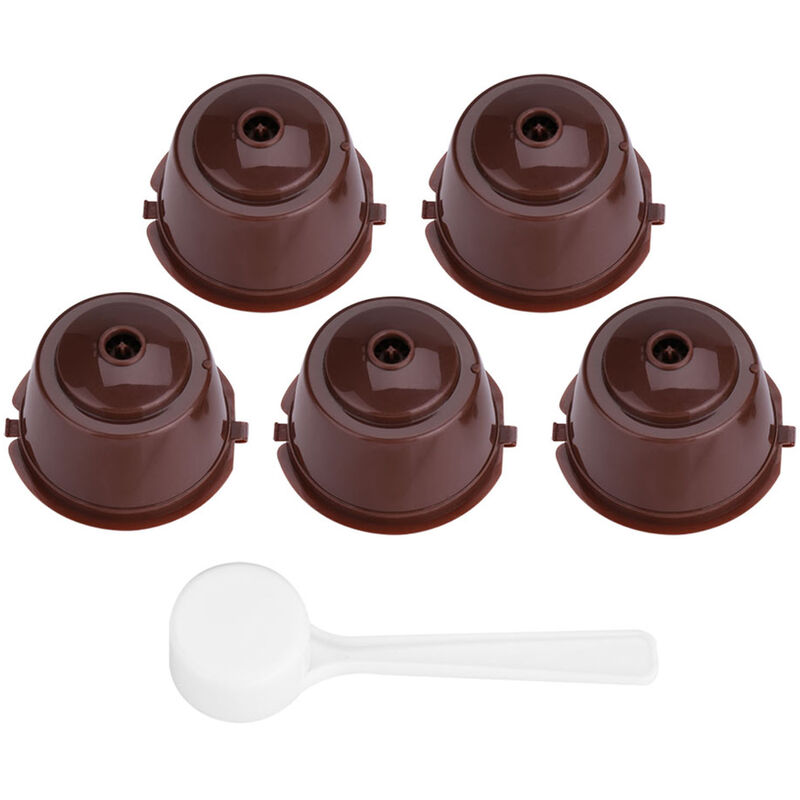 Eosnow - Capsules de café rechargeables réutilisables en acier inoxydable Pp 304, 5 pièces, filtre (marron) de qualité alimentaire