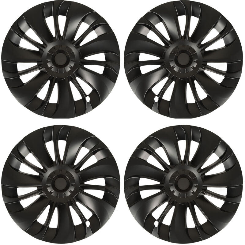 Capuchon de moyeu de roue 19 pouces, 4 pièces, protection de remplacement à faible résistance au vent pour Tesla Model y 2021 – 2023, noir mat