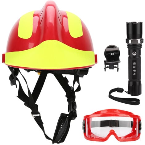 Eosnow Cascos de seguridad de rescate, casco de protección antiimpacto para bomberos, casco con faro y gafas