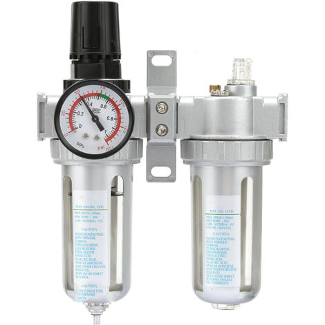 Eosnow Compresseur de pression d'air, régulateur, filtre, lubrificateur, huile, eau, avec manomètre (1/2")
