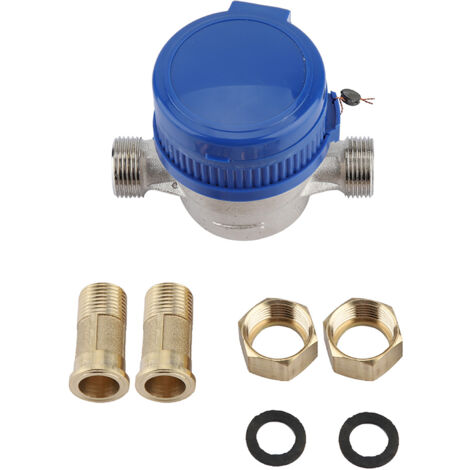 Eosnow Compteur d'eau mécanique en cuivre 1,5 m3/h 0-40 ℃, 15mm, jauge de débit d'eau 1/2 pouces