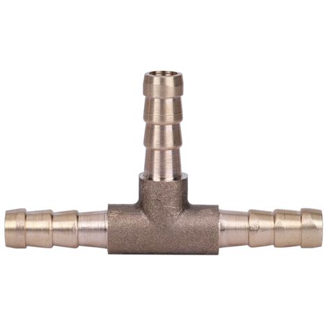 Eosnow Connecteur de menuisier de tuyau de carburant à 3 voies, pièce en T en laiton, 6mm pour tuyau de gaz, d'huile et d'air comprimé