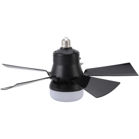 Eosnow Deckenventilator leichte dimmbare 3 Farbtemperatur Windgeschwindigkeit 1H 2H 4H Timer E26 kleine Lampe mit Fernbedienung für Schlafzimmer Küche 85‑265V Schwarz