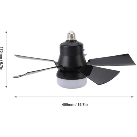 Eosnow Deckenventilator mit einstellbarer Helligkeit, 3 Farben, Windgeschwindigkeit, 1-, 2- und 4-Stunden-Timer, E27-Fassung, kleiner Lampe mit Fernbedienung, für Schlafzimmer und Küche, 85–265 V, Sch