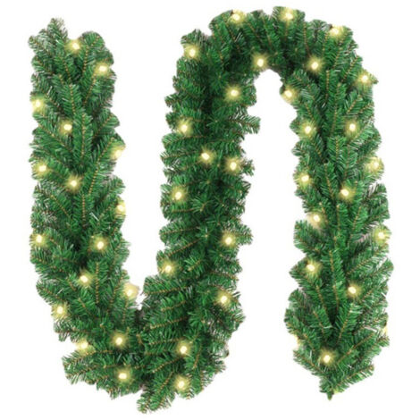 Eosnow Décorations de Guirlande de Noël Lumineuses, Feuille de PVC Réaliste, Intérieur Extérieur, 2,7 Mètres, Plastique pour Escaliers, Cheminées, Fenêtres, Vert (2.7m)