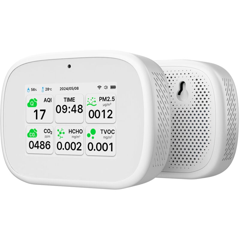 Eosnow - Détecteur de qualité de l'air Tuya WiFi 10 en 1, testeur aqi PM2.5 PM1.0 PM10 CO2 tvoc hcho, écran tft, testeur de température et